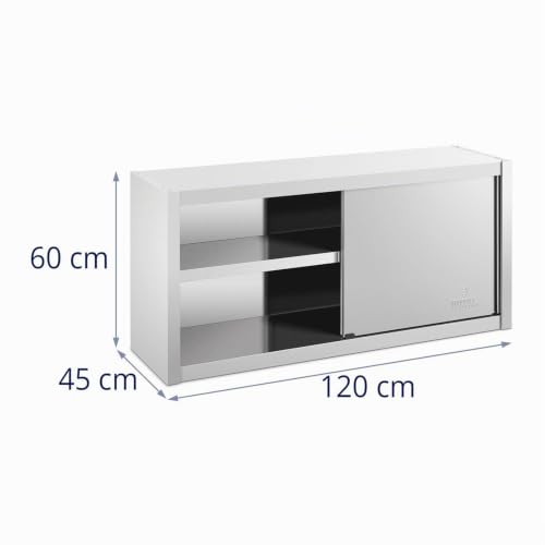 Miniatura 2 de Royal Catering Armario De Pared Mueble En Acero Inoxidable Rcsswc-120x45-S 120 X 45 X 60 Cm, 600 Kg, 3 Niveles, Con Puertas Correderas