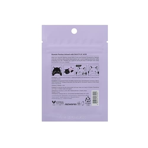 TONYMOLY x Squishmallows Emily + Zumirez Blemish Patches – 24 Bat-Themed Hydrocolloid Acne Spot Treatment Patches with Salicylic Acid – Gentle, Discreet & Effective - Image 5