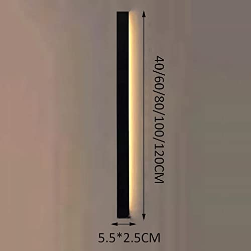 Apliques de pared largos de dormitorio LED modernos con tira de metal negro 5
