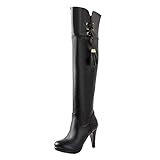  KISSYAYA Damen overknees high Heels Langschaft Stiefel 38 EU,Schwarz