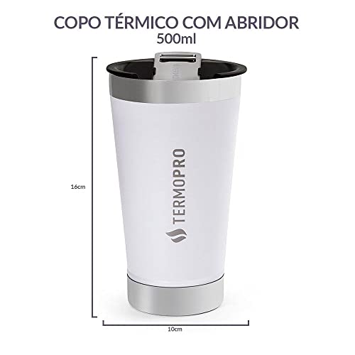 Copo Térmico com Tampa e Abridor Branco 500 Ml Termopro