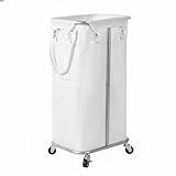 WOWLIVE 100L Rolling Laundry Hamper with Wheels Large Laundry Basket Organizer Laundry Cart with Steel Frame and Removable Bag Foldable Tall Dirty Clothes Hamper Dorm Room Storage for Bedroom (White)