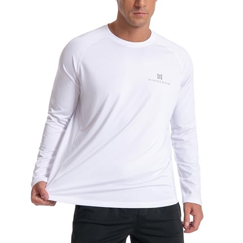 Men's UPF 50+ Long Sleeve Loose-Fit Lightweight Sun Protection Fishing Hiking Running UV Shirt Rash Guard