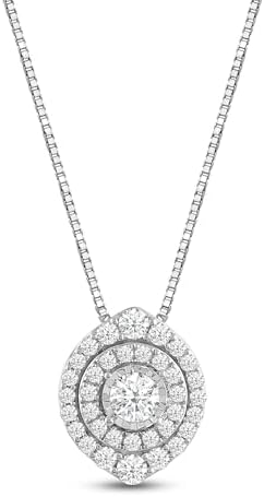 Jewelili 925 Sterling Silver Lab Grown Diamond Round Pendant Neck...