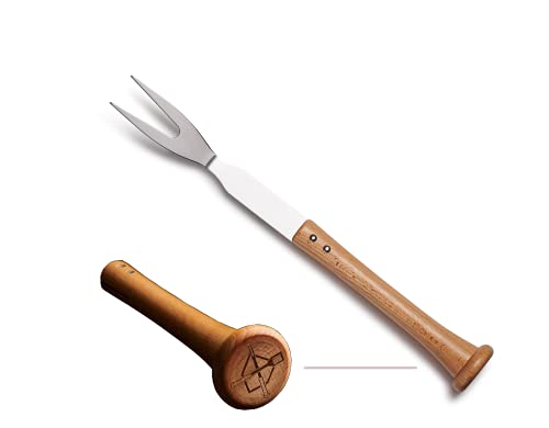 Baseball BBQ | 'Forkball' Grilling Fork | BBQ Grilling Accessories & Utensils for Baseball Fans| Unique Wooden Bat Handle & Quality Stainless Steel | Made for Grill Masters & Dads | Add to Set