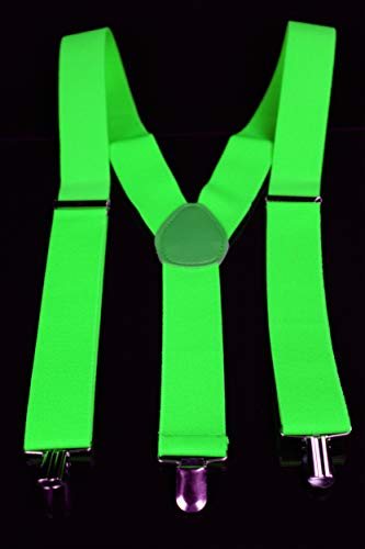 UV FLOOR - Bretelles Fluo Néon - Réglables - Qualité Premium - Accessoire Fluorescent - Fête - Déguisement - Vert Fluo