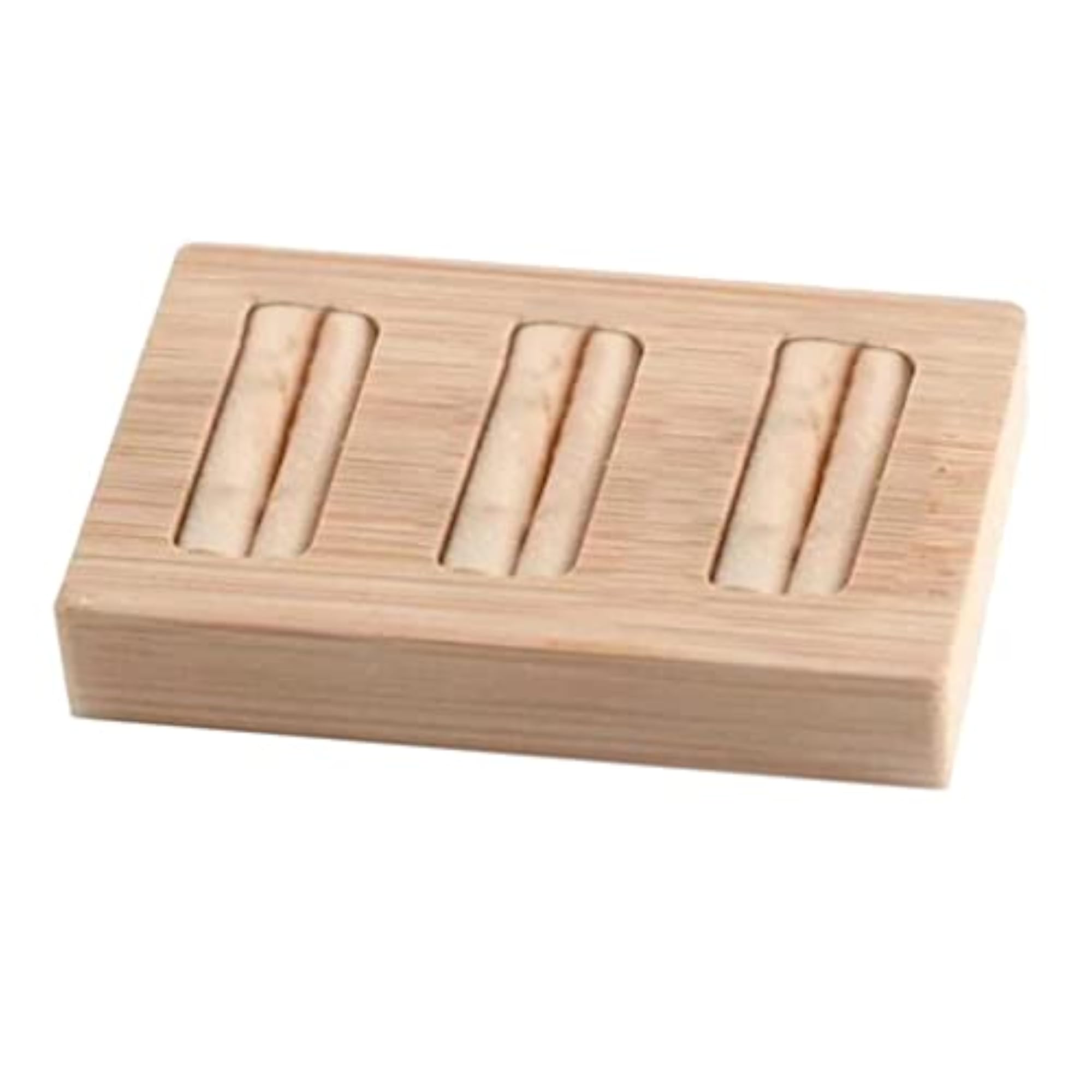 Wooden Earrings Rings Jewelry Display Tray Organizer, 3 Slots