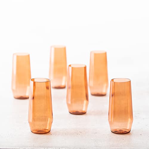 Fortessa Sole Outdoor Shatter Resistant BPA Free Premium Copolyester Plastic Drinkware 6 Pack, Terra Cotta Orange, Iced Tea Glass by Fortessa - Image 2