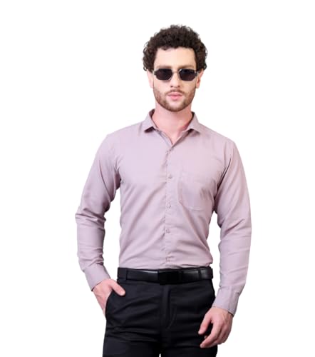 Image of CONTRARY Men's Pure Cotton Solid Stylish Casual & Formal Wear Shirt | Stylish Regular Fit Full Sleeve Comfortable Office Party Trendy Shirt - Multi Color