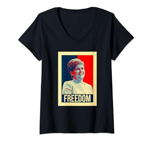 Womens Nicola Sturgeon Scottish Independence Freedom V-Neck T-Shirt