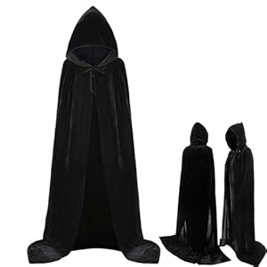 Generisch Halloween Umhang 150CM,Schwarzer Kapuzenumhang,Umhang Kostüm Cape Satin Herren Damen,Teufel Vampir Umhang mit Kapuze Erwachsene,Unisex Mantel für Halloween Karneval Cosplay Kostüm