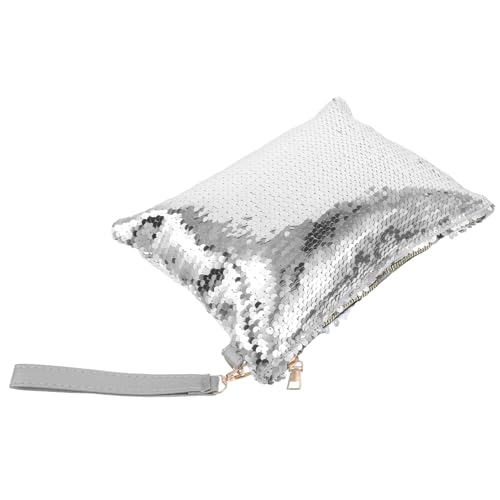 UPKOCH Pochette da Sera Formale da Donna Vintage in Paillettes Lucide Argento con Cinturino da Polso...