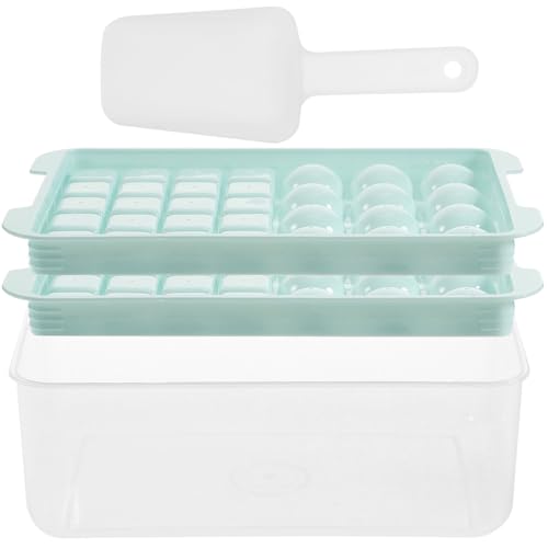Molde para cubitos de hielo con tapa y cuchara azul miniatura 1
