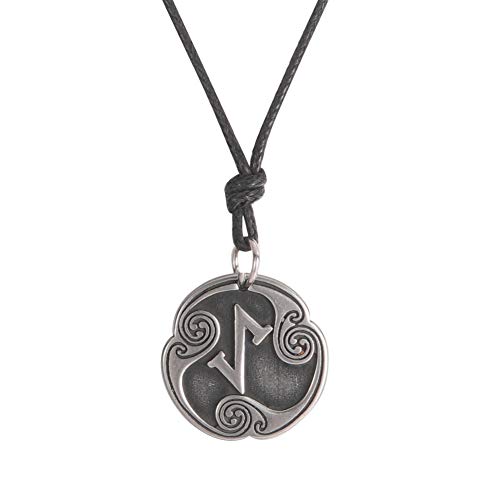 Amaxer Collier talisman viking avec 24 runes - Bijou Asatru - Pendentif runique nordique païen Wiccan - Amulette nordique vintage - Collier à chaîne en corde réglable pour homme et femme, Moyen, Métal