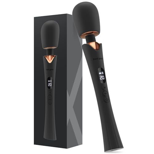 Bed Geek Cordless Wand Massager Super Powerful Handheld Massage with 20 Speeds & 8 Patterns Soft Silicone Head Quiet Motor LED Display Body-Safe & Waterproof Black & Rose Gold