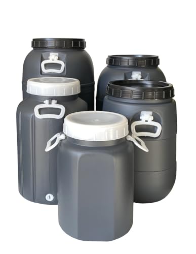 JARDIN202   Bidón de plástico de boca ancha | Gris | Con Asas | SELECCIONE CAPACIDAD | 15 LITROS