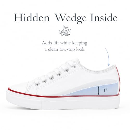 Image of REFRASE LIFE Womens Platform Sneakers with Wedge 3 Inches Height Boost Hidden Heel Shoes, Casual Height Increase Walking Fashion Shoes for Women and Girls