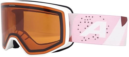 ALPINA Venet - Hochwerte Skibrille für Damen und Herren, optimale Passform, ideal für Brillenträger, Anti-Fog, effektive Luftzirkulation, white-rose matt