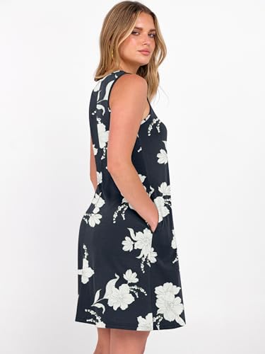 Image of ANRABESS Summer Dress for Women，V Neck Sleeveless Sundress，Loose Fit，Soft Travel Vacation Outfits，Cute Beach Cover Up Clothes
