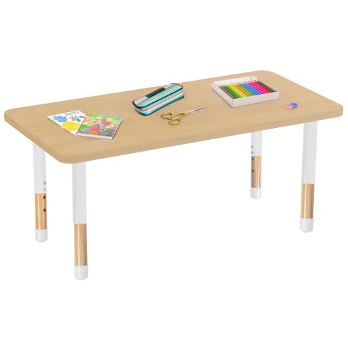 Image of 24 inch x 48 inch Rectangle Kids Classroom Table with Adjustable Chunky Wood Legs