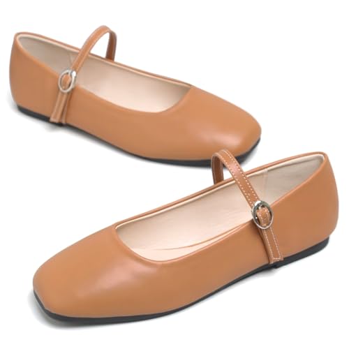 Image of LUXINYU Women's Slip on Flats,Classy Round Toe Solid Classic Mary Jane Ballet Dance Shoes Soft Comfortable PU Flat Shoes