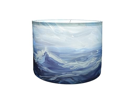 Navissory LQ001 Decorative Medium Lamp Shade Polyester Fibre Printed Abstract Sea Waves Drum Shade thumb #4