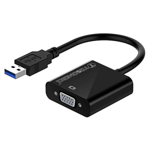 Tosomoki - USB to VGA Converter, RGBS 1080P USB to VGA Video Graphic Card Display External Cable Converter for PC Laptop Windows XP 7/8/8.1/10, Desktop, Laptop, PC, Monitor