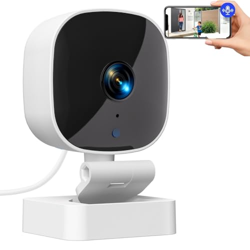 Succeedto - Telecamera di sicurezza 2K con visione notturna a colori, mini telecamera wireless Wifi per la sicurezza domestica, con avvisi intelligenti, sorveglianza visiva per cortile e garage (1 set