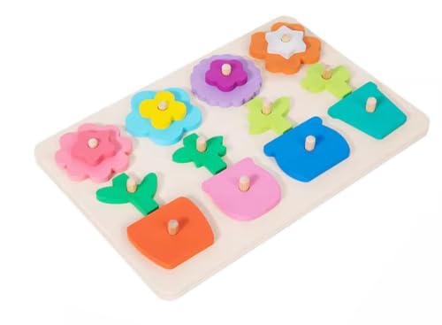 LLTCMYGS Tablero de Emparejamiento de Flores Montessori, Juguete de Parejas Florales para Habilidades Cognitivas y Motricidad Fina