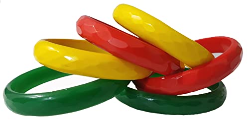 Swara Creations Glass bangles Kada set/Red Green Mehrun color for women (set of 6)