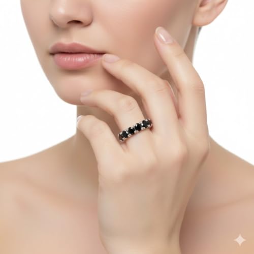 Image of 55Carat Choose Your Color Natural Gemstone Sterling Silver Band Ring Birthstone Friendship Love Size 5-13