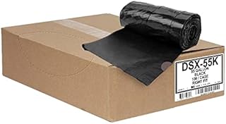 Aluf Plastics 45-55 Gallon 1.25 MIL Black Garbage Bags With Drawstrings Fits Rubbermaid Brute Trash Cans - 40