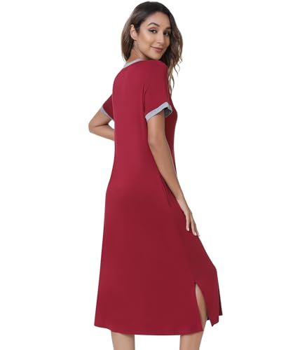 Image of NACHILA Bamboo Viscose Nightgowns for Women Cooling Night Gown with Pockets