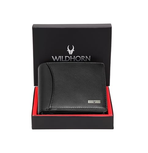 WildHorn Leather Wallet for Men, Black,(Pack of 1)
