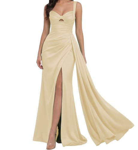 Robe de bal sirène en satin de prestige avec détails nœud fendu ZMKI757