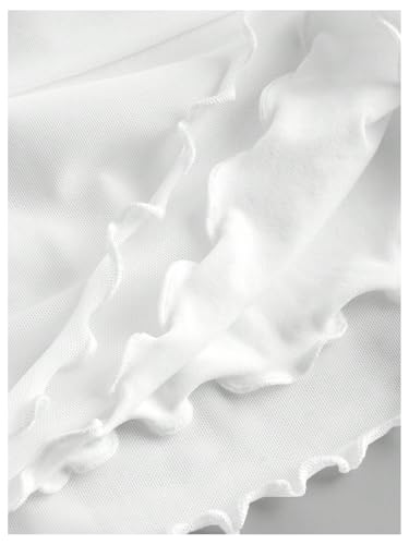 Girl's Off The Shoulder Tops Sheer Mesh Bell Sleeve Crop Top Elegant Fitted T Shirts3