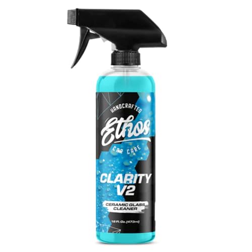 Ethos Clarity V2 - Ceramic Glass Cleaner and Water Repellent - Streak-Free Window Cleaner with Hydrophobic Protection for Car Windows and Mirrors