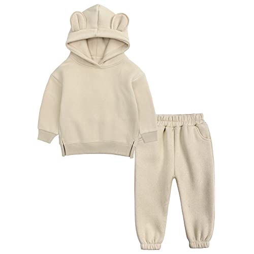 Image of MYGBCPJS Youth 2PCS Jogger Outfits Set Fleece Hooded + Sweatpants Boys Girls Athletic Sweatsuits Pullover Clothes