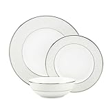 Lenox 3-Piece Place Setting Opal Innocence,White/Silver
