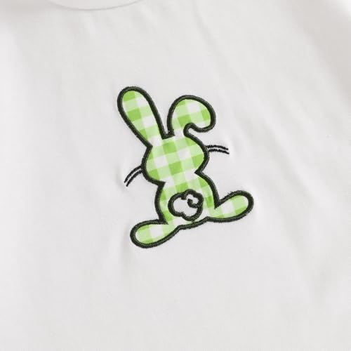 Image of Toddler Baby Boy Easter Rabbit Outfit Short Sleeve Bunny Carrot Smocked T-shirt Elastic Waist Shorts Summer Clothes