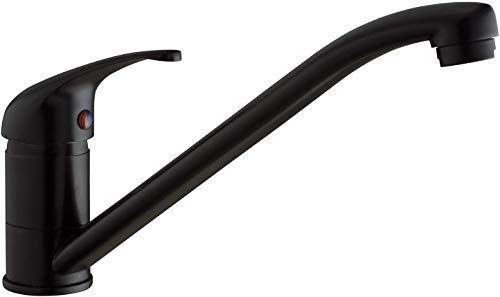 0,93kg Hapilife Grifo Monomando Cocina Mezclador Monobloque, Caño Bajo Giratorio, Aireador Integrado, 10 Años Garantía (Negro Mate)