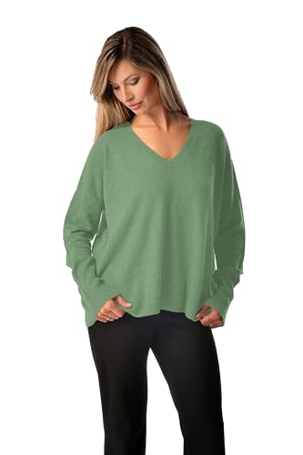 Cashmere Boutique 100% Pure Cashmere Pullover Boyfriend V Neck Sweaters for Women – Loose Fit, Long Sleeve and Classic Style