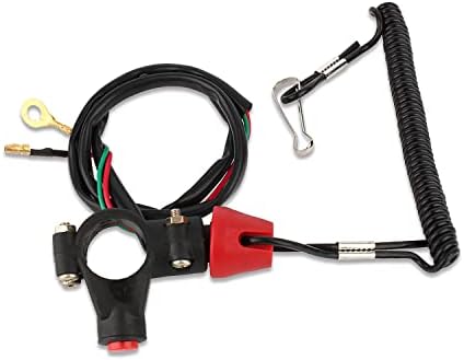 1Pc Snowmobile Tether Kill Switch, 12V 2-Wires Motorcycle Engine Motor Kill Switch ATV Quad Dirt Bike Handlebar Mount Tether