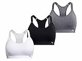 PUMA Women Sports Bra, 3-Pack (Black/White/Grey, Medium)