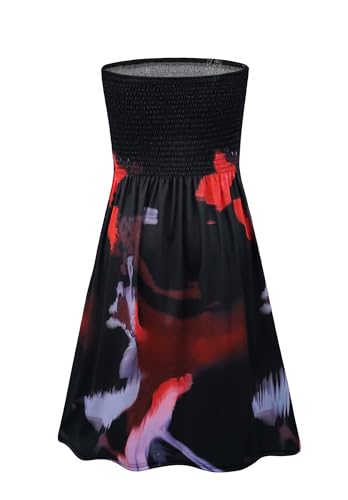 Image of Zyyfly Summer Strapless Dress for Women Tube Top Sundress Casual Beach Cover Ups