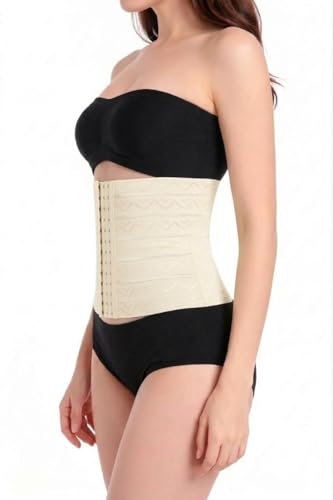 Image of Tummy Tucker Belt for Women | Instant Tummy Control, Belly Fat Reduction & Slim Waist Shaper | Postpartum Belt After Delivery | Back Support Corset | Black & Cream | 32-40