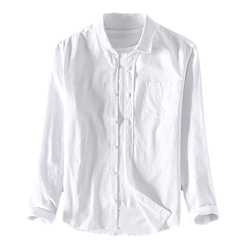 Chemise décontractée haut de gamme manches longues homme blanc XXL en coton solide