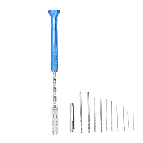 HERCHR Pin Vises Hand Drill Bits Set Micro Twist Manual Rotary Hobby Drill Tools for Jewelry Making, Craft Carving, Hand Tool Drill Bits for Wood Jewelry Carving Drilling DIY