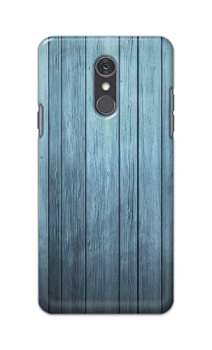 Image of Printed Hard Back Cover Case for LG Q7 | LG Q7 Plus Back Cover (Wooden Blue) -1302