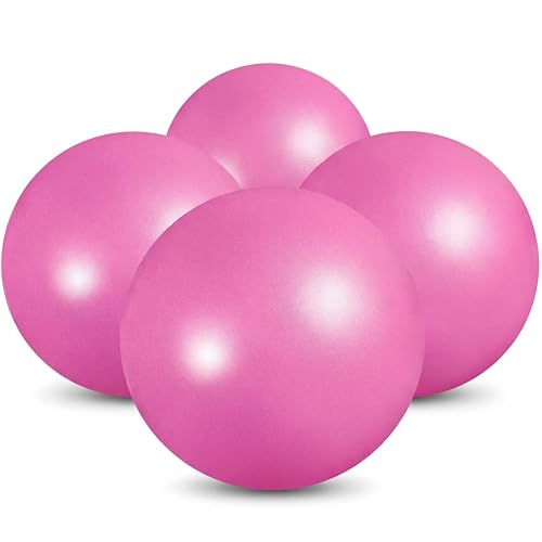 10 Pack 9 Inch Small Pilates Ball Bulk Mini Exercise Ball Portable Non-slip Workout Yoga Balls with Air Pump for Stability, Barre, Fitness, Balance, Physical &Core, Gym Home Office Use(Solid Pink)